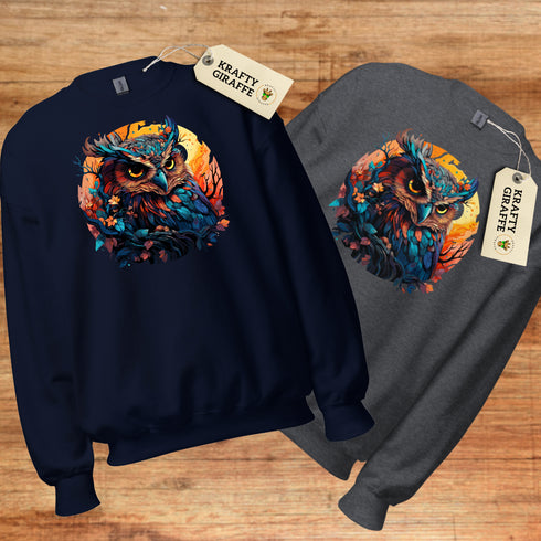 Vibrant Owl Crewneck Sweatshirt-Unisex