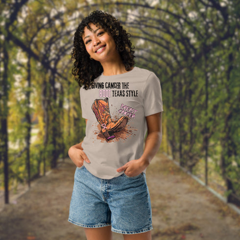 Breast Cancer T-Shirt-Giving Cancer the Boot Texas Style
