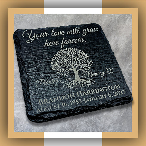 Personalized Remembrance Slate Garden Grave Marker-Laser Engraved