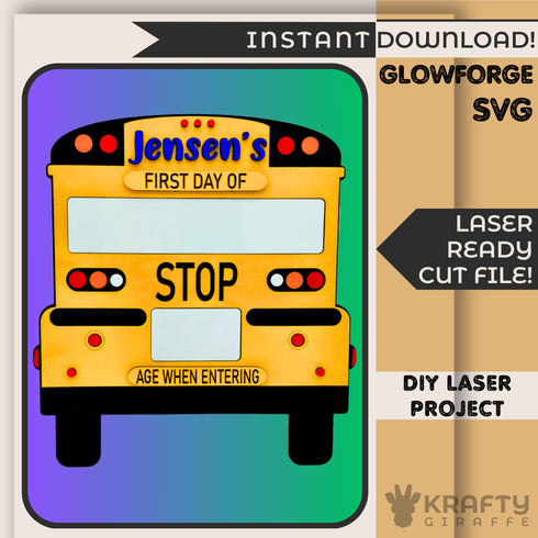 Personalized First Day of School Sign SVG File-For Laser Engraving