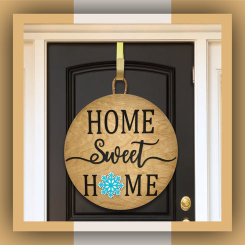Home Sweet Home Interchangeable Wood Round Door Hanger-2 Sizes-13 Attachements Included
