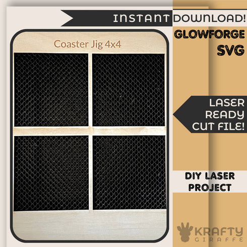 4"x4" Coaster Jig SVG File-For Laser Engraving
