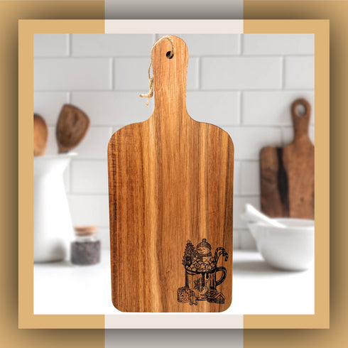 Snowman Hot Cocoa Paddle Cutting Board-Laser Engraved