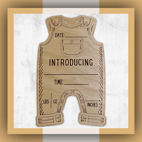 DIY Personalized Birth Announcement Baby Bodysuit Sign-Laser Engraved