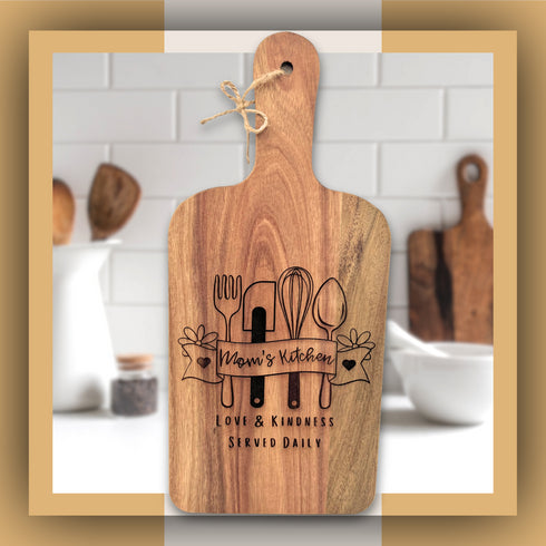 Mom's Kitchen Decorative Paddle Cutting Board-Laser Engraved