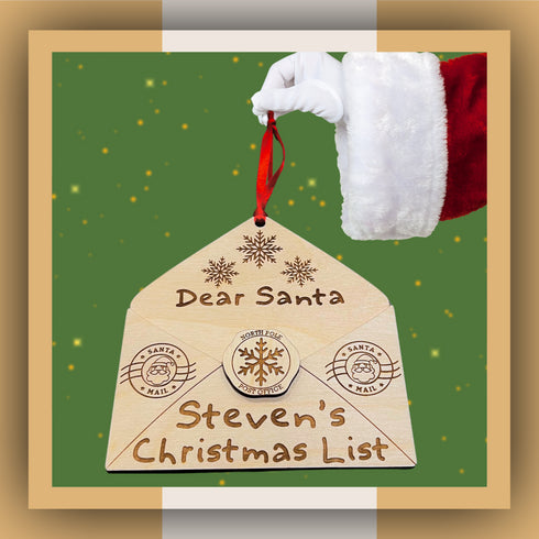 North Pole Envelope Christmas Wood Ornament - Laser Engraved