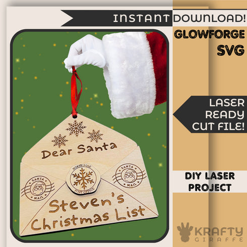 Personalized Letter To Santa Ornament SVG-For Laser Engraving