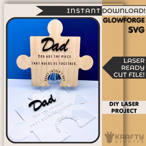 Personalized Father's Day Puzzle Piece SVG File-For Laser Engraving