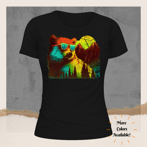 Bear in the Mountains Retro Style Crewneck T-Shirt-Unisex