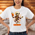 Dancing Skeleton Drinking Pumpkin Spice Latte T-Shirt-Unisex