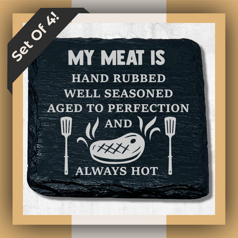 BBQ & Hunting Themed Slate Coaster Set of 4-Laser Engraved