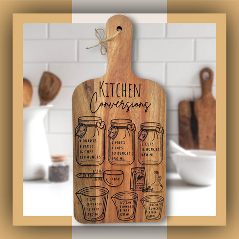 Kitchen Conversions Decorative Paddle Cutting Board-Laser Engraved