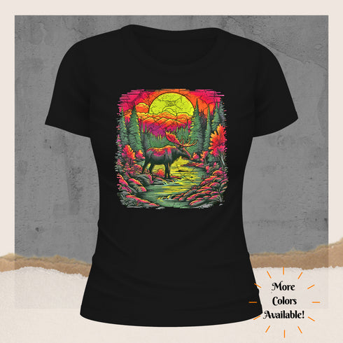 Moose in the Mountains Crewneck T-Shirt-Unisex