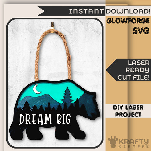 Dream Big Bear Nursery Wall Décor SVG File-For Laser Engraving