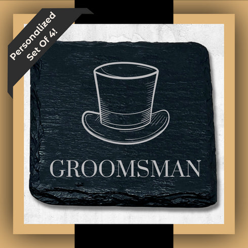 Personalized Slate Coasters Groomsman Gift-Laser Engraved