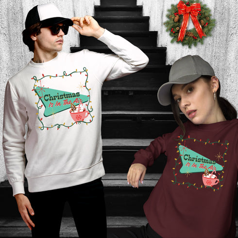 Christmas is in the Air Retro Christmas Crewneck Sweatshirt-Unisex