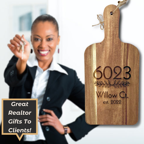 Personalized Home Address Paddle Cutting Board-Laser Engraved