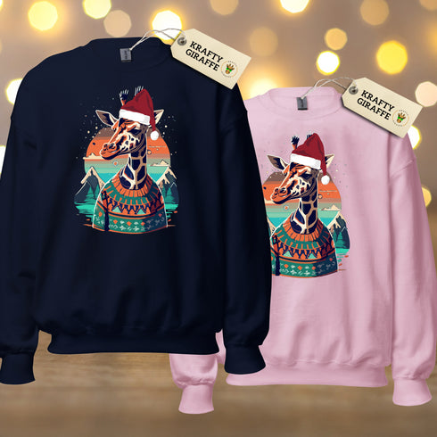 Funny Giraffe Christmas Sweatshirt-Unisex
