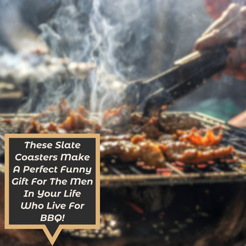 BBQ & Hunting Themed Slate Coaster Set of 4-Laser Engraved