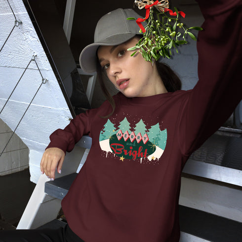 Merry and Bright Retro Christmas Crewneck Sweatshirt-Unisex