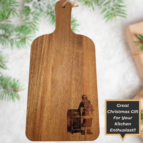 Santa Mailbox Paddle Cutting Board-Laser Engraved