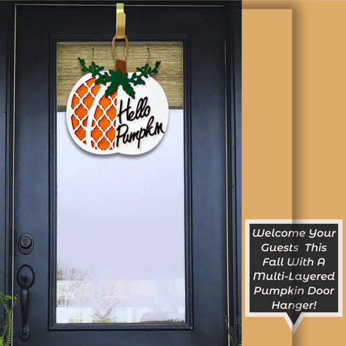 Hello Pumpkin Fall Door Hanger SVG File-For Laser Engraving