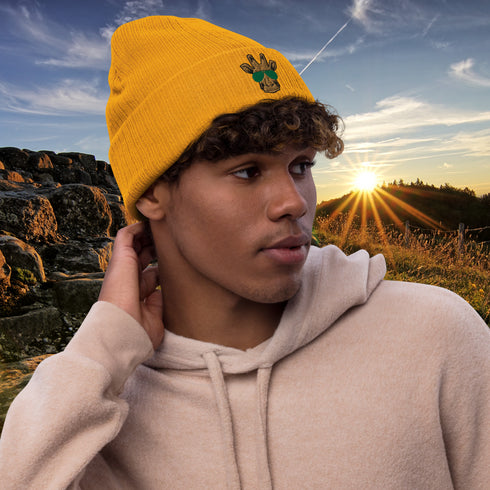 Giraffe Embroidered Ribbed Beanie-Unisex