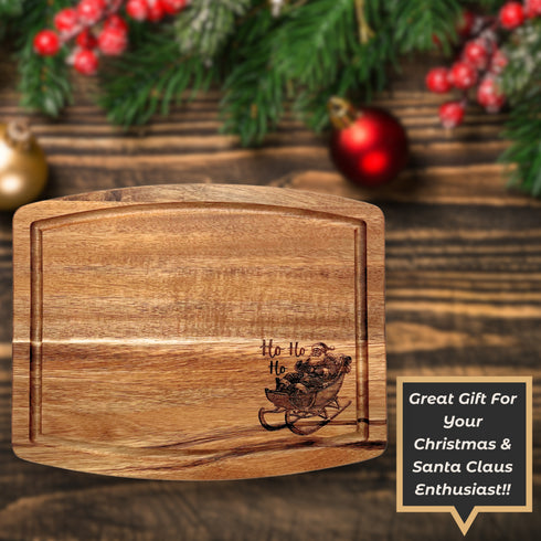 Vintage Santa Sleigh Cutting Board with Beveled Edge-Laser Engraved