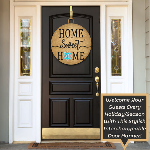 Home Sweet Home Interchangeable Wood Round Door Hanger-2 Sizes-13 Attachements Included