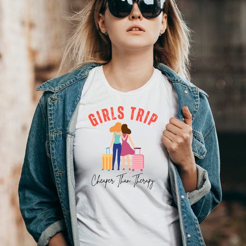 Girls Trip Cheaper Than Therapy Crewneck T-Shirt-Unisex