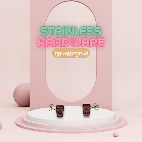 Fall Pumpkin Spice Wooden Stud Earrings-Laser Engraved