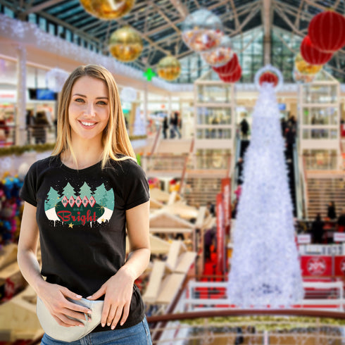 Merry and Bright Retro Christmas Crewneck T-Shirt-Unisex