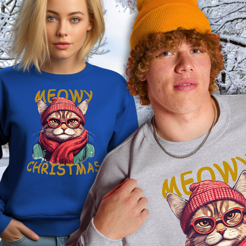 Funny Cat Christmas Sweatshirt-Unisex