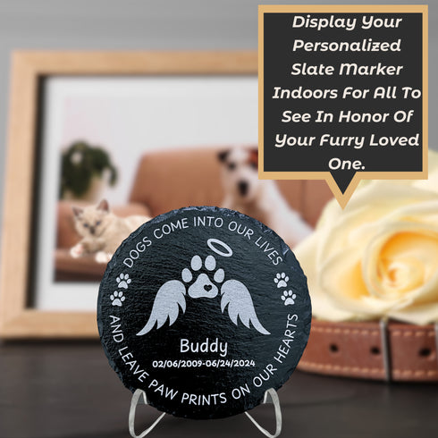 Slate Round Pet Grave Markers-Laser Engraved