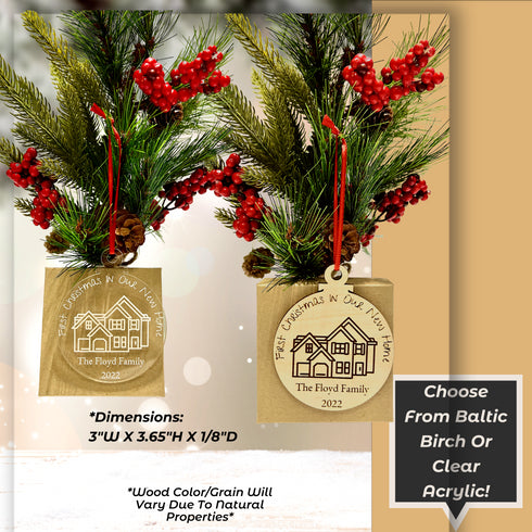 Personalized First Christmas in New Home Ornament-Laser Engraved