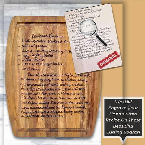 Personalized Handwritten Recipe Cutting Board-Laser Engraved
