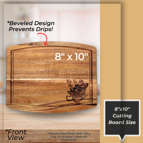 Vintage Santa Sleigh Cutting Board with Beveled Edge-Laser Engraved