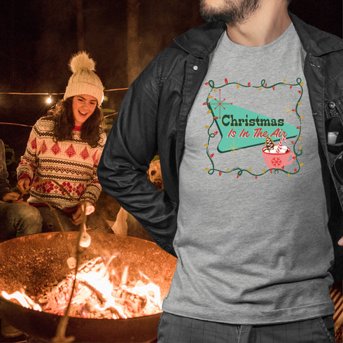 Christmas is in the Air Retro Christmas Crewneck T-Shirt-Unisex