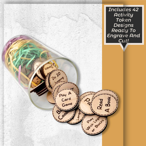 Kids Activitiy Tokens, I'm Bored Jar SVG File-For Laser Engraving