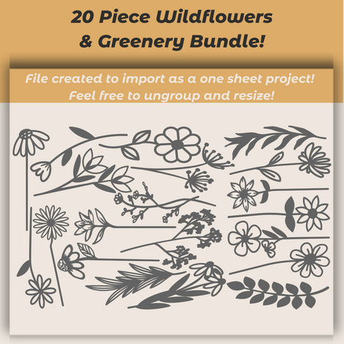 Wildflowers SVG Bundle- For Laser Engraving
