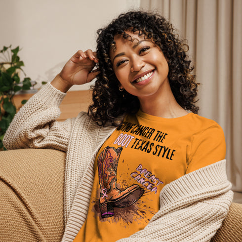 Breast Cancer T-Shirt-Giving Cancer the Boot Texas Style