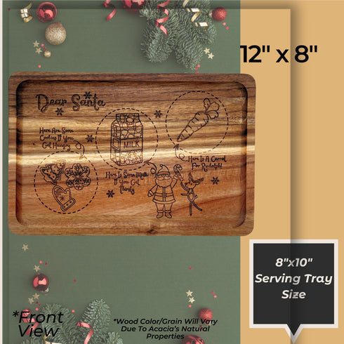 Santa's Cookies & Milk Wood Serving Tray-Laser Engraved