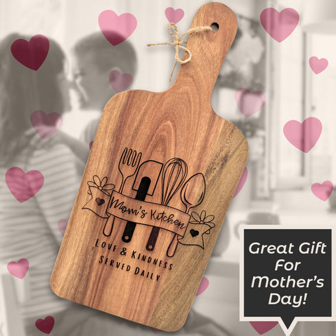 Mom's Kitchen Decorative Paddle Cutting Board SVG File-For Laser Engraving