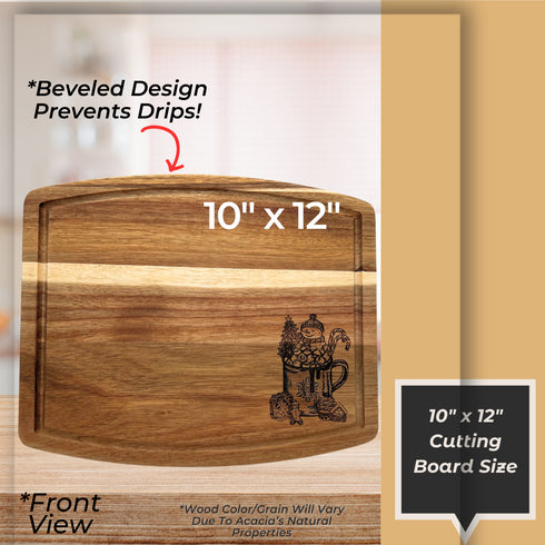 Snowman Hot Cocoa Cutting Board with Beveled Edge-Laser Engraved