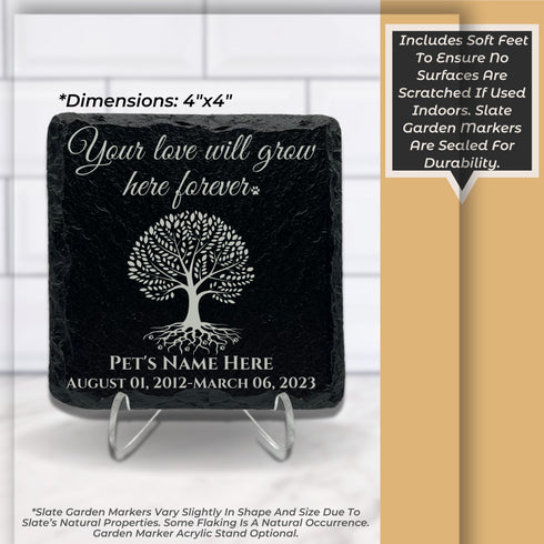 Personalized Pet Remembrance Slate Garden Grave Marker-Laser Engraved