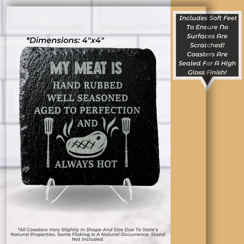 BBQ & Hunting Themed Slate Coaster Set of 4-Laser Engraved