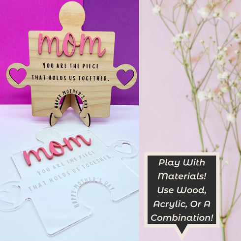 Personalized Mother's Day Puzzle Piece SVG File-For Laser Engraving