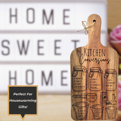 Kitchen Conversions Decorative Paddle Cutting Board SVG File-For Laser Engraving