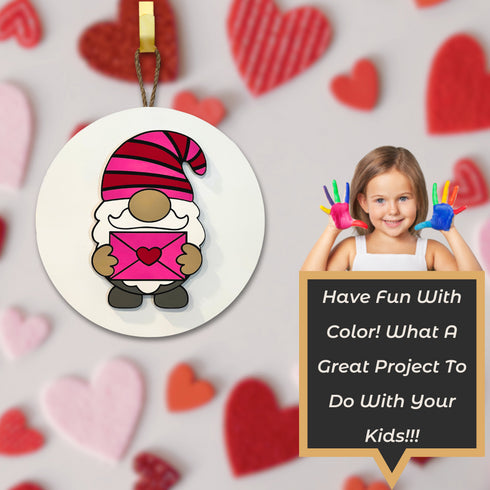 Valentine Gnome Door Hanger SVG File-For Laser Engraving