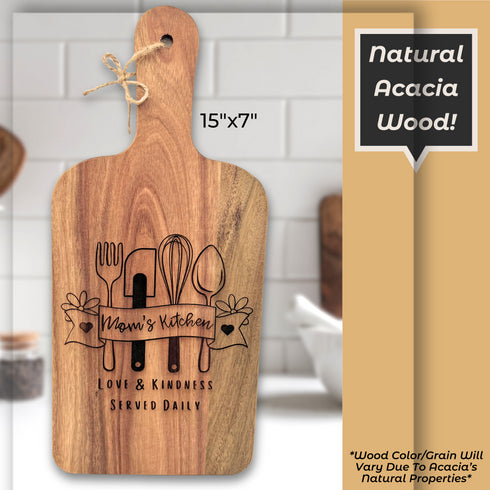 Mom's Kitchen Decorative Paddle Cutting Board-Laser Engraved